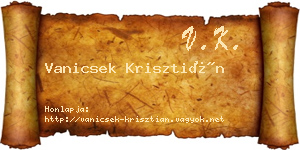 Vanicsek Krisztián névjegykártya